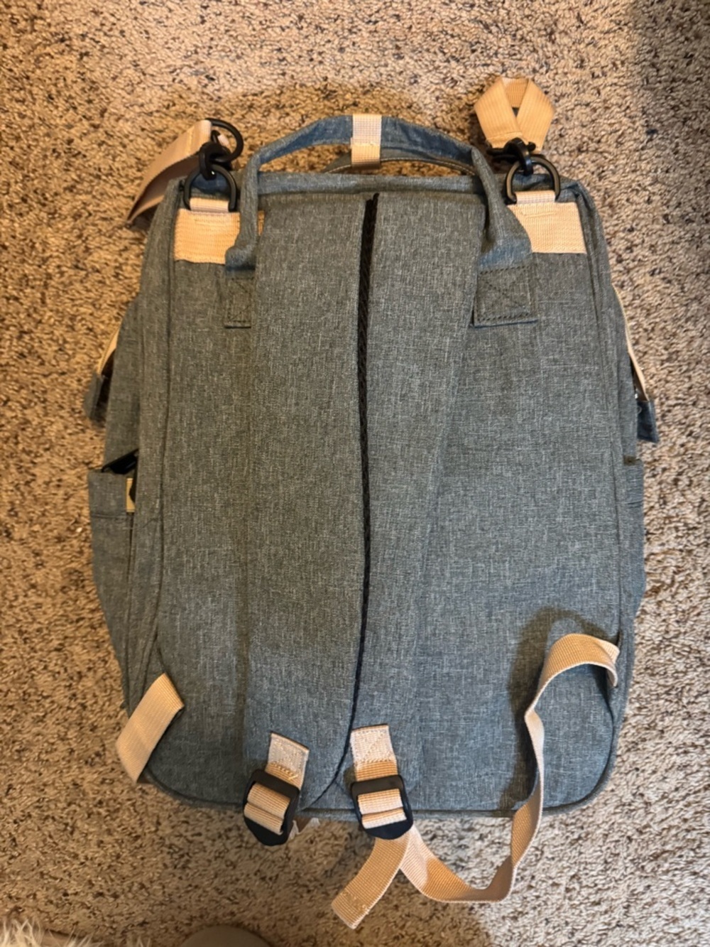 Gray Denim-Style Diaper Backpack - Picture 5 of 12